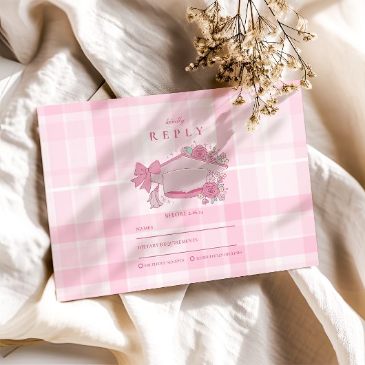 Cartons Réponse Retro Coquette Pink Bow Graduation