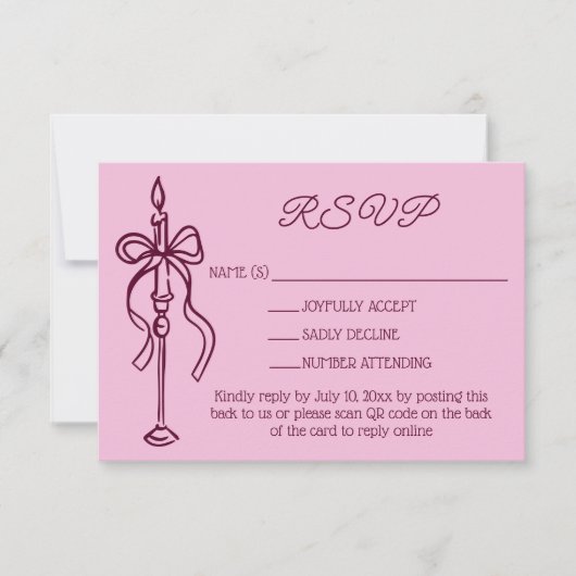 Cartons Réponse Retro Hand Drawn Burgundy Wedding Website QR Code (Devant)