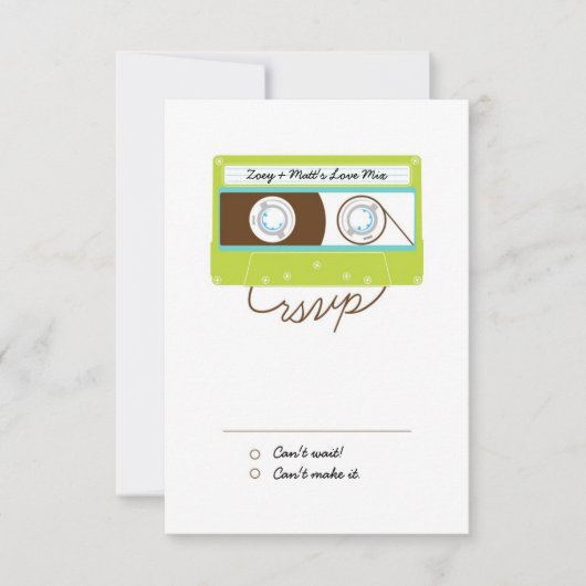 Cartons Réponse Rétro Indie Mixtape Mariage bleu / Lime vert (Devant)