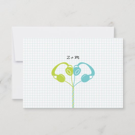 Cartons Réponse Rétro Indie Mixtape Mariage Blue & Lime (Dos)