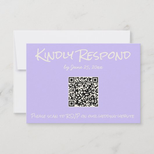 Cartons Réponse Retro Purple Colorful Pastel QR Code Wedding (Devant)