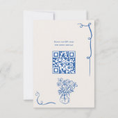 Cartons Réponse Retro tendance bleu français illustré mariage QR (Dos)