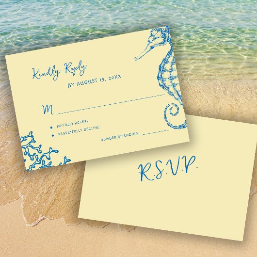 Cartons Réponse Retro whimsical script beach destination wedding
