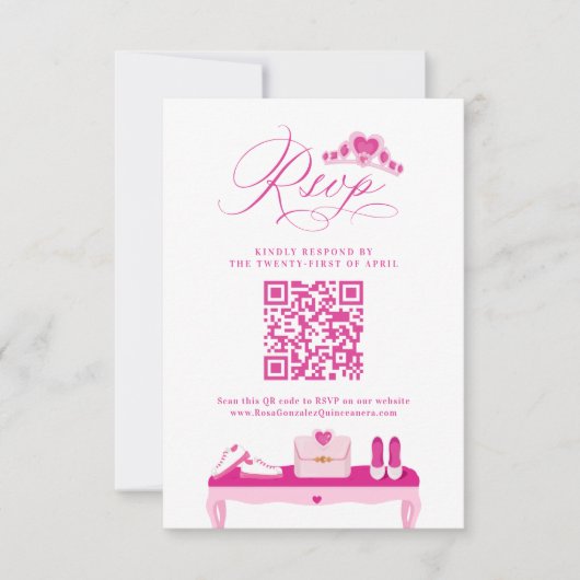 Cartons Réponse Rêve de mode rose Gown Quinceanera QR Code (Devant)