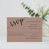 Cartons Réponse Riche Amour Noir Mocha Script Minimal Mariage (Debout devant)