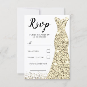 Cartons Réponse Robe à paillettes dorées pour tous les événements