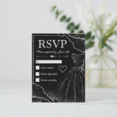 Cartons Réponse Robe Black & Silver Agate & Black Sweet 16 (Debout devant)