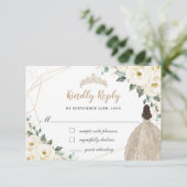 Cartons Réponse Robe de Quinceañera Champange Fleurie Blanc d'Ivoi (Debout devant)