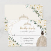 Cartons Réponse Robe de Quinceañera Champange Fleurie Blanc d'Ivoi (Devant / Derrière)