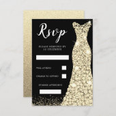 Cartons Réponse Robe d'étincelle d'or Fête d'anniversaire Mariée N (Devant / Derrière)