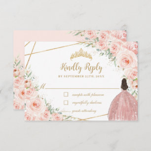 Cartons Réponse Robe d'or de la princesse Florale Blush Quinceañer