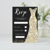 Cartons Réponse Robe noire de mariage de fête d'anniversaire de sc (Debout devant)