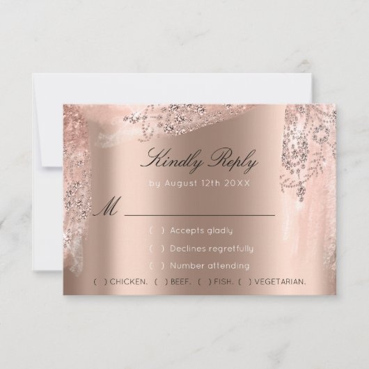 Cartons Réponse Robe noire de soirée de mariage à paillettes Rose (Devant)