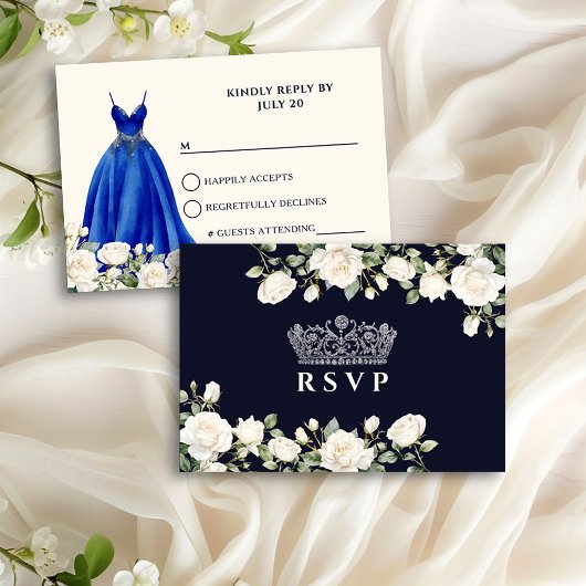Cartons Réponse Robe princesse et Rose Royal Blue Quinceanera