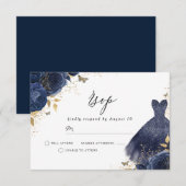 Cartons Réponse Robe Rose Bleu Nuit et Or Fête d'Anniversaire de M (Devant / Derrière)