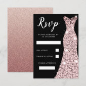Cartons Réponse Robe rose gold baiser noir de fête d'anniversaire  (Devant / Derrière)