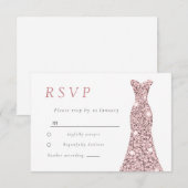 Cartons Réponse Robe rose gold blush pour mariage ou anniversaire  (Devant / Derrière)