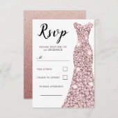 Cartons Réponse Robe Rose Gold Blush pour toutes occasions Anniver (Devant / Derrière)