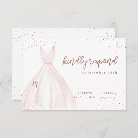 Cartons Réponse Robe rose or Parties scintillant Élégante rose éti (Devant / Derrière)