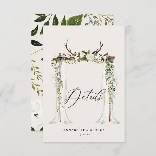 Cartons Réponse Robe rustique de cerf aquarelle blanc floral maria (Devant / Derrière)