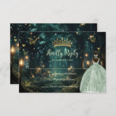 Cartons Réponse Robe verte Enchanté Forêt Sage Quinceañera (Devant / Derrière)