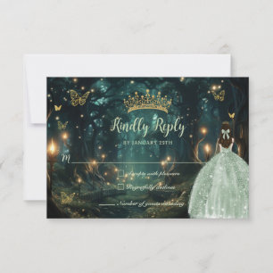 Cartons Réponse Robe verte Enchanté Forêt Sage Quinceañera