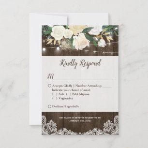 Cartons Réponse Roche Florale Rustique Lumières dentelle mariage R