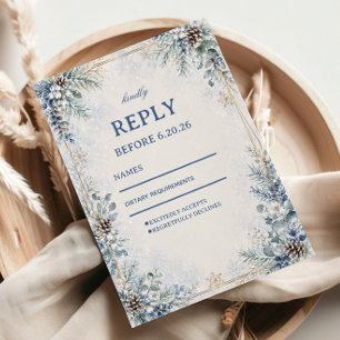 Cartons Réponse Romance botanique hivernale de cône de pin givré