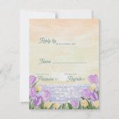 Cartons Réponse Romantic Beach Sunset Purple Florals Wedding Reply (Dos)