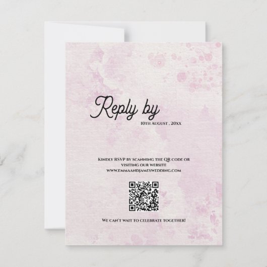 Cartons Réponse Romantic Café Sketch QR Code Wedding Reply By (Dos)