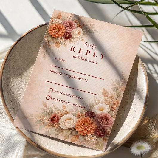 Cartons Réponse Romantic Fall Floral Wedding