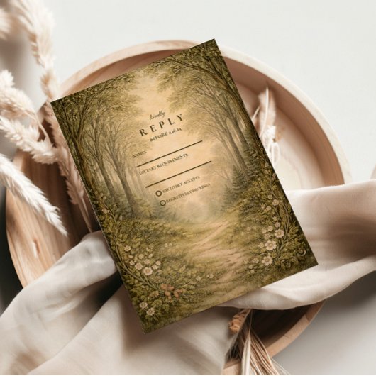 Cartons Réponse Romantic Forest Path Wedding