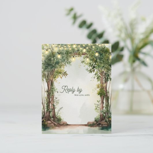 Cartons Réponse Romantic Garden String Lights QR Code Wedding (Debout devant)