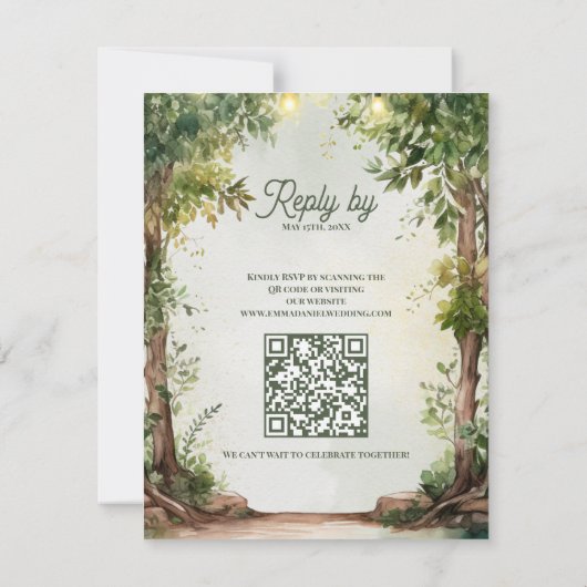 Cartons Réponse Romantic Garden String Lights QR Code Wedding (Dos)