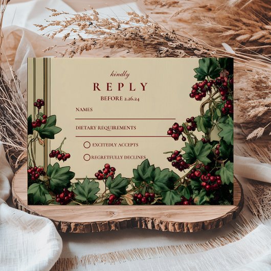 Cartons Réponse Romantic Ivy et Berry Mariage