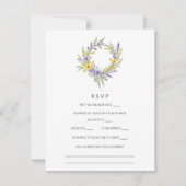 Cartons Réponse Romantic Minimal Wedding Yellow & Lavender Wreath (Devant)