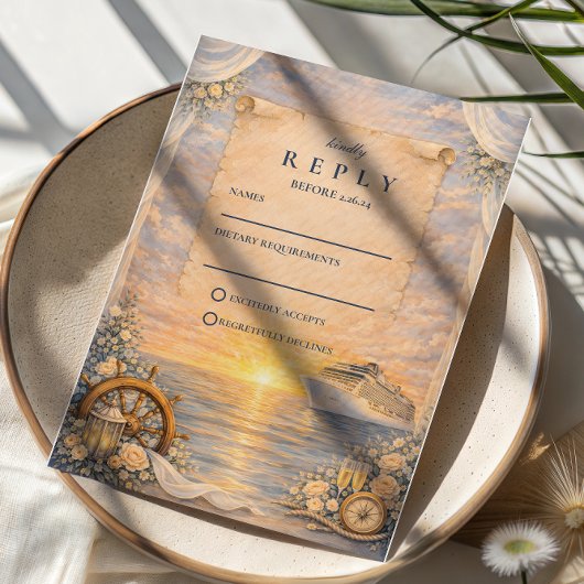Cartons Réponse Romantic Seaside Cruise Wedding