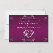 Cartons Réponse Romantic Silver Scroll Heart on Plum (Devant)