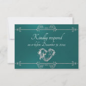 Cartons Réponse Romantic Silver Scroll Heart on Teal (Devant)