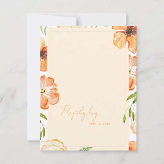 Cartons Réponse Romantic Soft Peach QR Code Garden Floral Wedding (Devant)