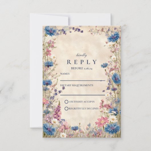 Cartons Réponse Romantic Spring Wildflower Wedding (Devant)