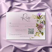 Cartons Réponse Romantique Blanc & Violet Floral Moderne Mariage Q