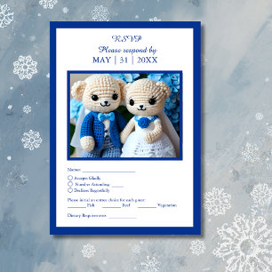 Cartons Réponse romantique bleu & blanc crochet mariage couple