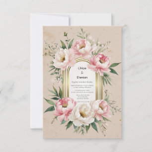 Cartons Réponse Romantique Boho – Pivoines Rose Pâle & Verdure