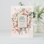 Cartons Réponse Romantique Boho – Pivoines roses et verdure (Debout devant)