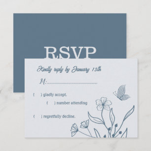 Cartons Réponse Romantique élégant bleu foncé mariage