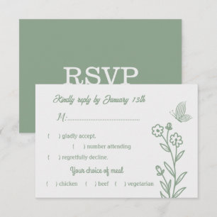 Cartons Réponse Romantique élégant mariage floral vert sauge