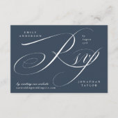 Cartons Réponse Romantique Elégante Marine bleu et blanc Calligrap (Devant)