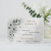 Cartons Réponse romantique fleurs blanches verdure choix de repas (Debout devant)