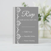 Cartons Réponse Romantique gris dentelle blanche et mariage gris R (Debout devant)